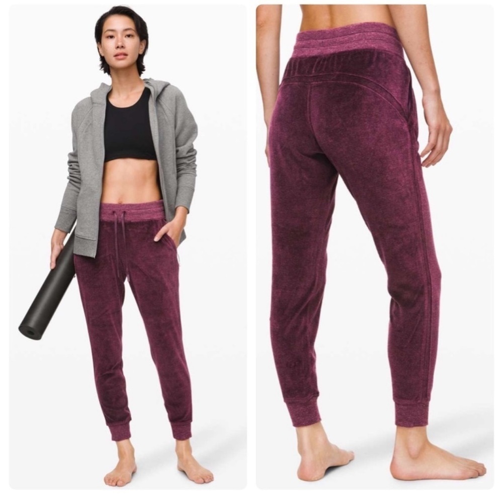 Lululemon Athletica Warm‎ Down Jogger Velour Heathered Arctic Plum Size 4